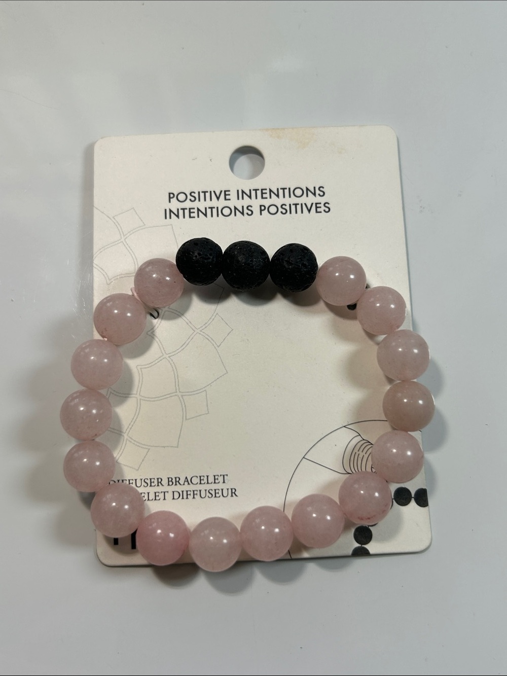 NWT Genuine Rose Quartz Gemstone Bead Aromatherapy Bracelet Positive Intentions